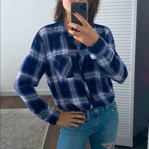 Blue/gray plaid button down